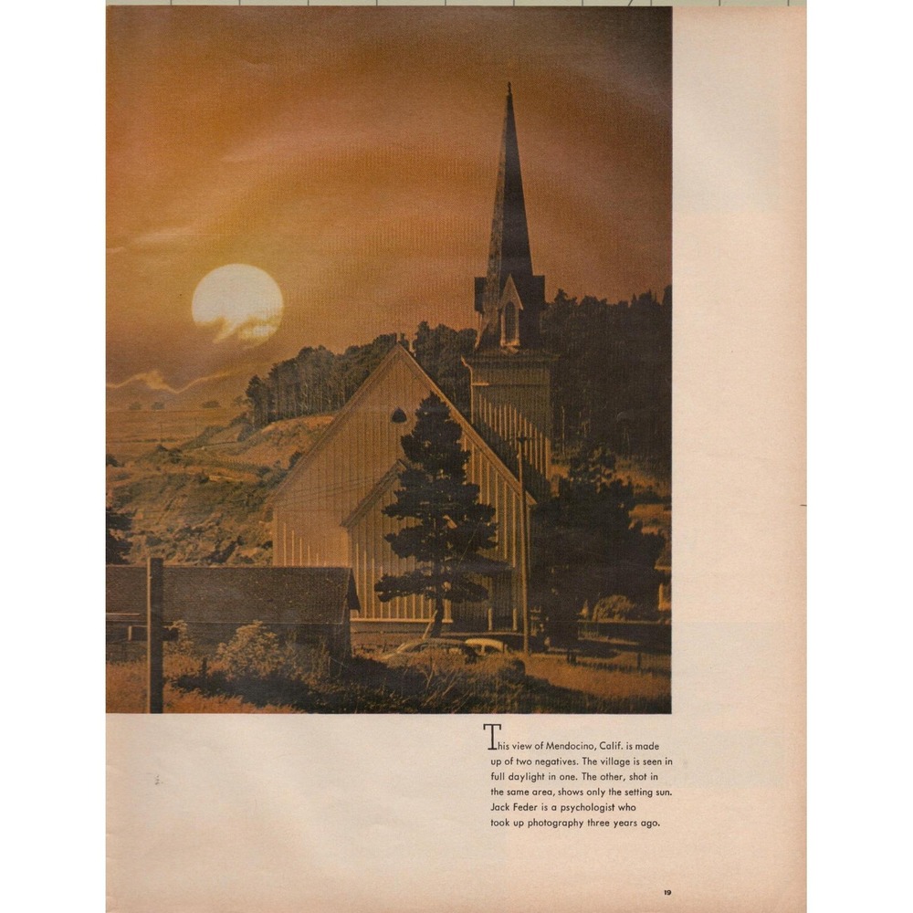 Mendocino California Church Sunset Editorial Magazine Photography Print 1970